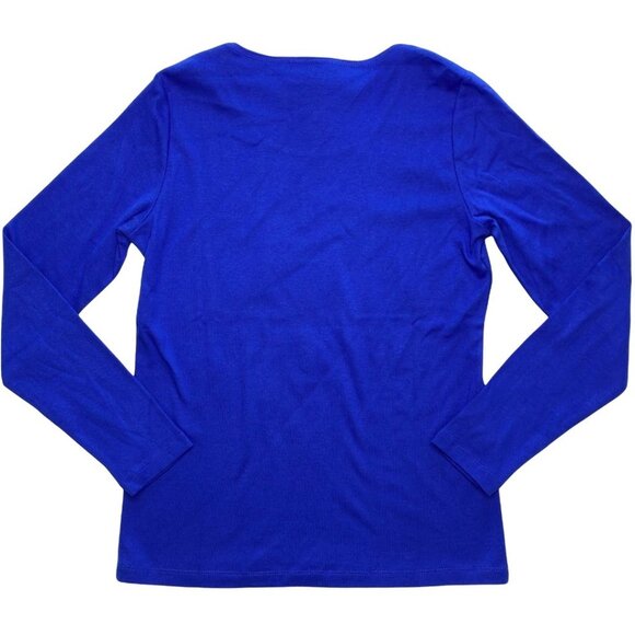 Karen Scott Sequin Shirt Top Women's SMALL Blue Seasonal Lights Long-Sleeve NEW - Picture 2 of 9